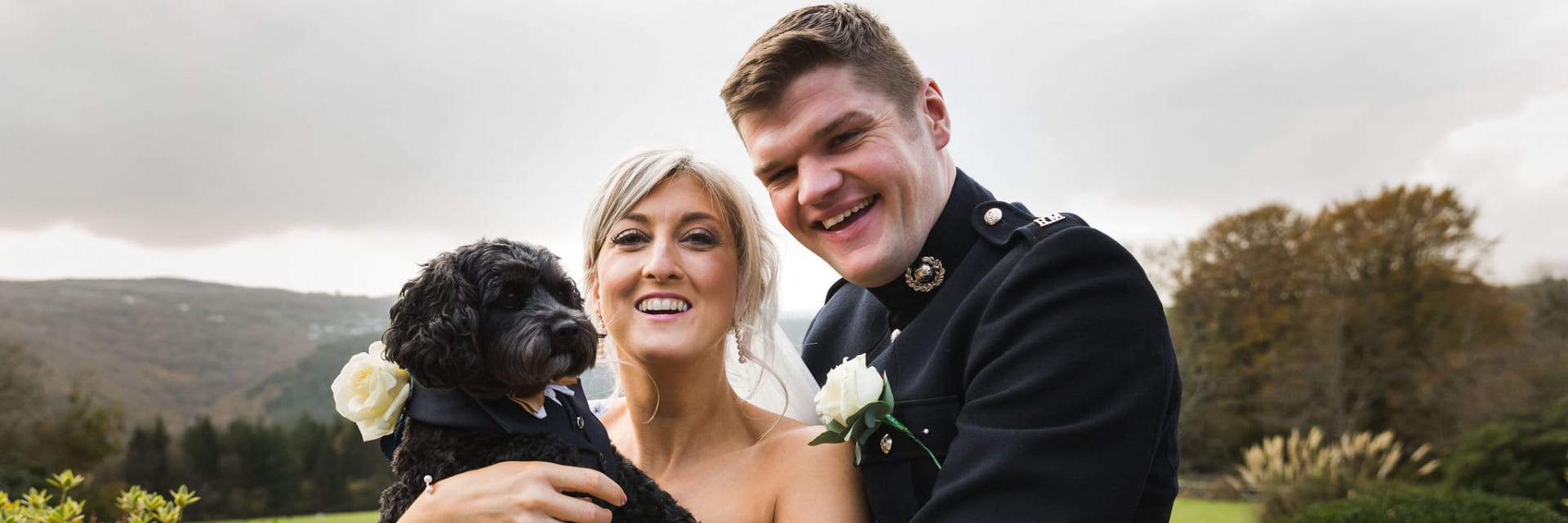 bride, groom & dog