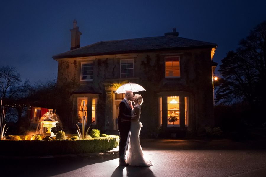 Wedding photo outside Horn of Plenty